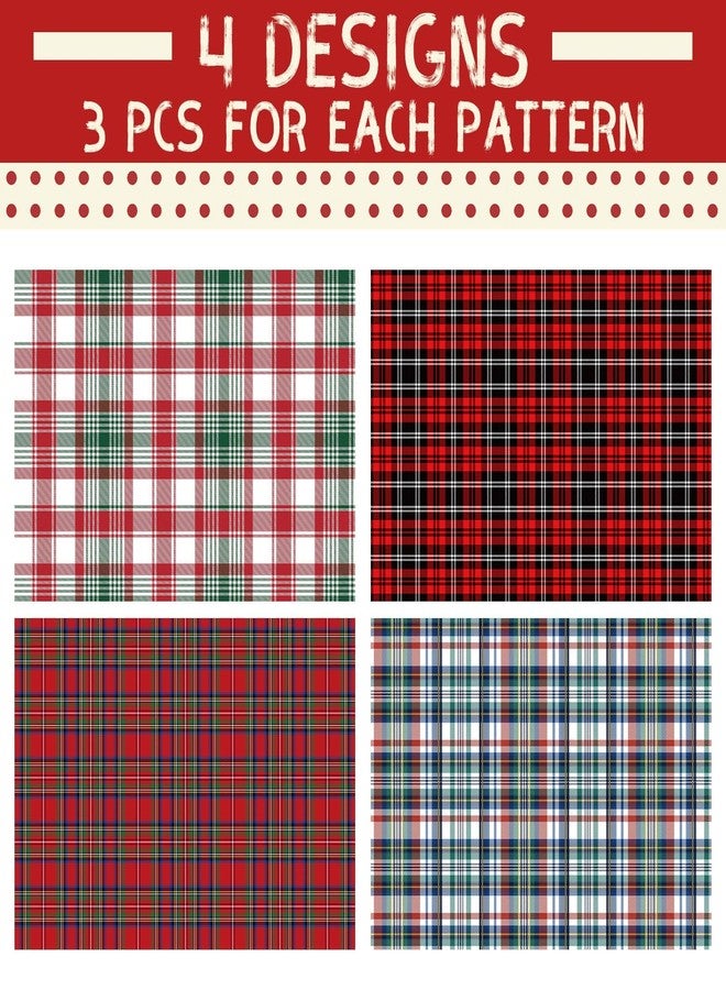 Watersay 12 Sheets Tartan Plaid Christmas Wrapping Paper 20 x 28 Inches Gift Wrap Packaging Red Black White and Green Tartan Wrapping Paper for Holiday Christmas Birthday Party Supplies - Image 2